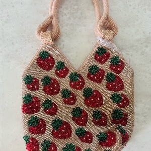 Viral TikTok Beaded Bag Strawberry Embellished Tote Bag NWT